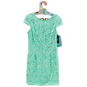 Maia Mint Green Sequin Lace Mini Dress size 14